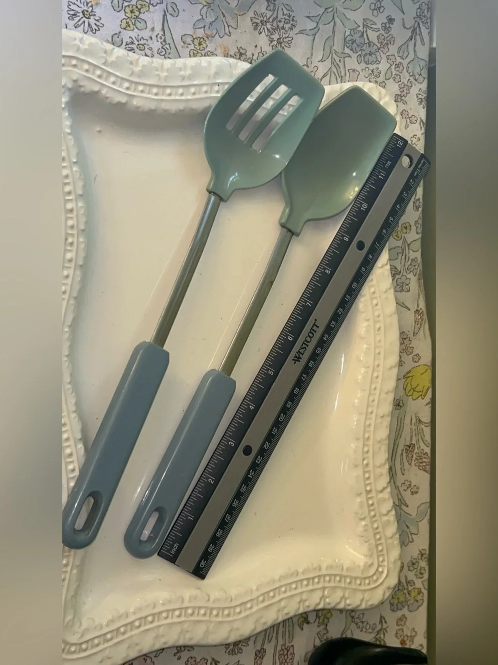 Kitchen Utensil Set -Blue Slotted Spoon and Serving Spoon